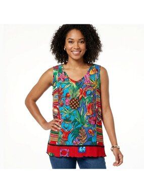Vintage Key Lime Pie Sleeveless Tank Top Women Size S Tribal Summer Festival